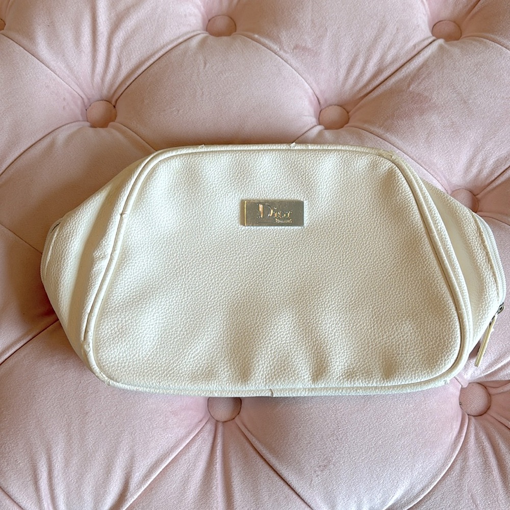 DIOR Beauty White Faux Leather Cosmetic Bag